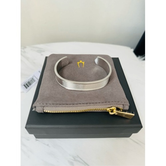 Bulova‎ Precisionist Open Cuff Bracelet, Knurled Texture Design, Silver, NWT - Picture 7 of 16